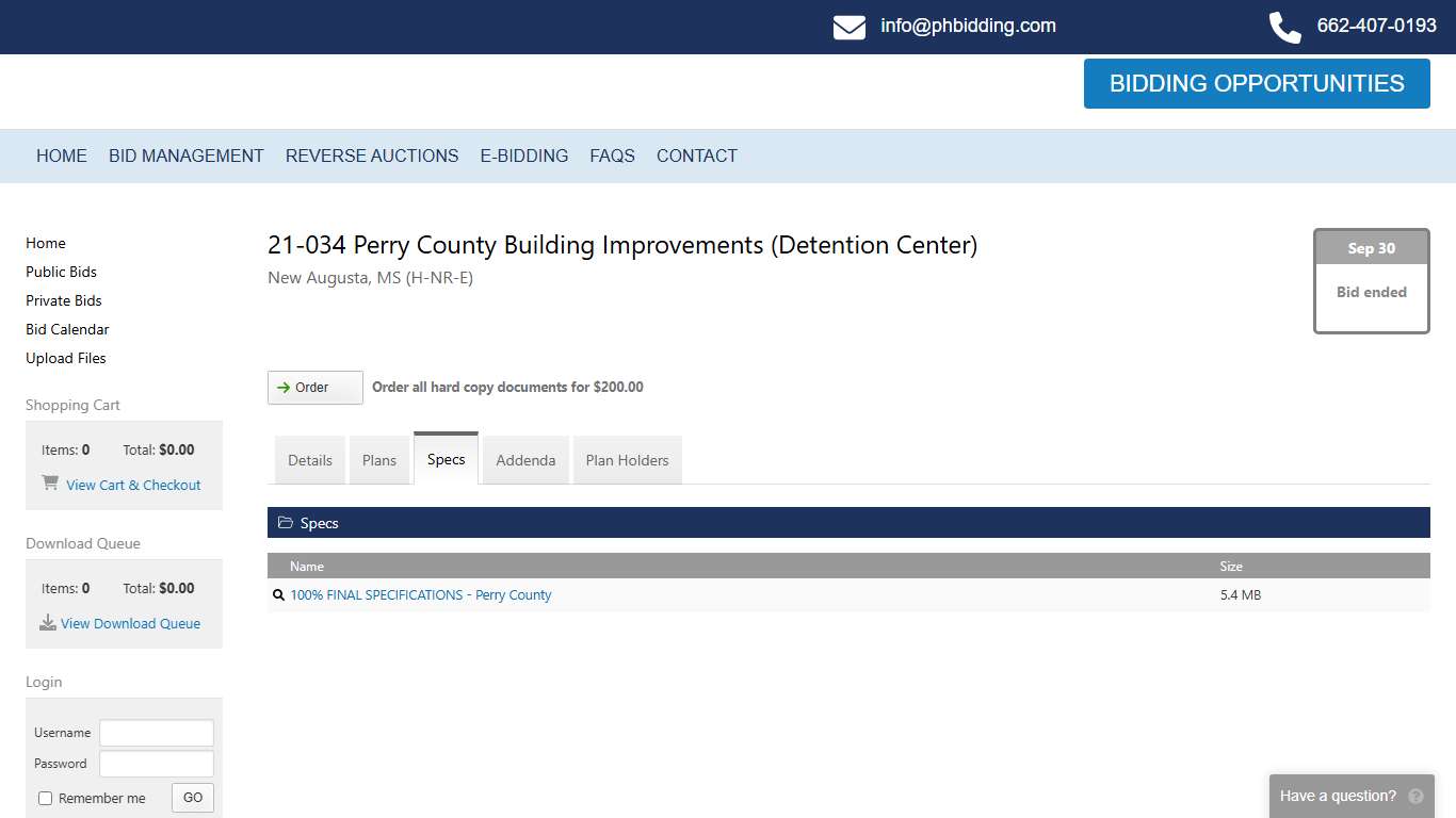 21-034 Perry County Building Improvements (Detention Center) :: Specs :: PH Bidding Group Online Planroom
